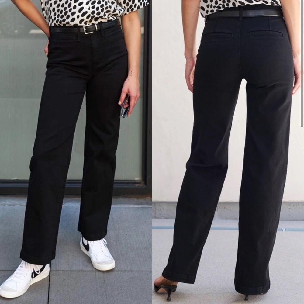 AYR The Special Sauce High Rise Garment Dyed Wide Leg Jeans Pants: Black